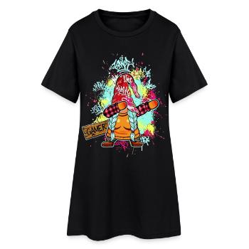 GNOME GAMER Dab Graffiti Joueuse de Noël - Robe T-shirt Femme - noir - Devant