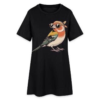 RetroVogel mit Bandana - Frauen T-Shirt-Kleid - Schwarz - Vorne