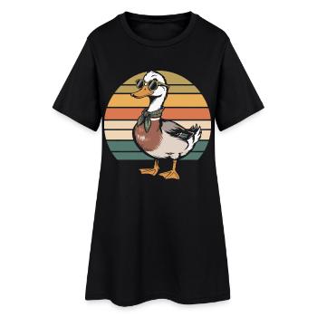Canard rétro sur le ruban solaire - Robe T-shirt Femme - noir - Devant