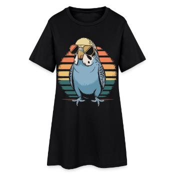 Perroquet rétro avec des lunettes de soleil - Robe T-shirt Femme - noir - Devant