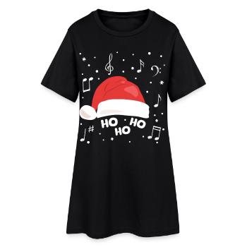 Chopeau de Noël musical avec notes musicales - Robe T-shirt Femme - noir - Devant