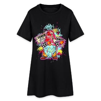 GAMER WICHTEL Dab Controller Gaming Xmas Zocker - Frauen T-Shirt-Kleid - Schwarz - Vorne