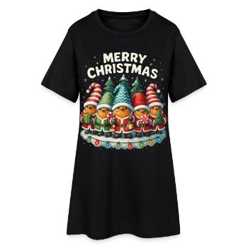 Lustiges Rotkehlchen Weihnachten Geschenk Süß - Frauen T-Shirt-Kleid - Schwarz - Vorne