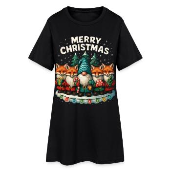 Funny Red Fox Christmas Gift Cute - Women’s T-Shirt Dress - black - Front