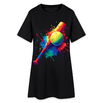 Baseball Vintage Design Sport Splash coloré - Robe T-shirt Femme - noir - Devant
