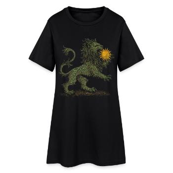 Lion Vert - Robe T-shirt Femme - noir - Devant