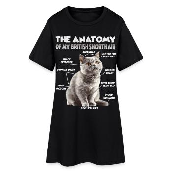 Britisch Kurzhaar T | Katzen Fan Katzen British  - Frauen T-Shirt-Kleid - Schwarz - Vorne