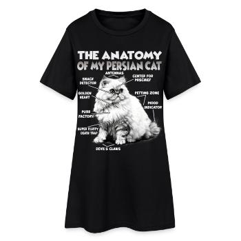 Motifs de chats mignons et de femmes Dit des chats - Robe T-shirt Femme - noir - Devant
