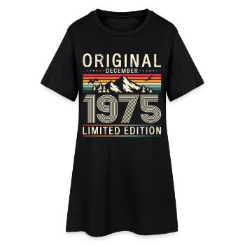 50ème Anniversaire Original Décembre Millésime 1975 - Robe T-shirt Femme - noir - Devant