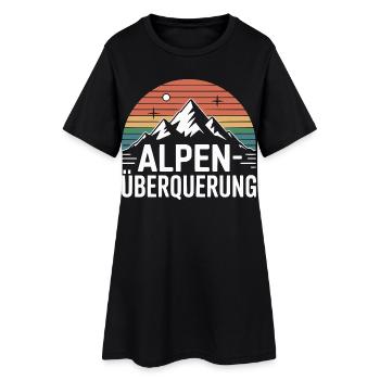 Alpen Überquerung Retro Berge Wandern - Frauen T-Shirt-Kleid - Schwarz - Vorne
