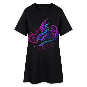 Mystical tribal dragon in neon colors - Women’s T-Shirt Dress - black - Front