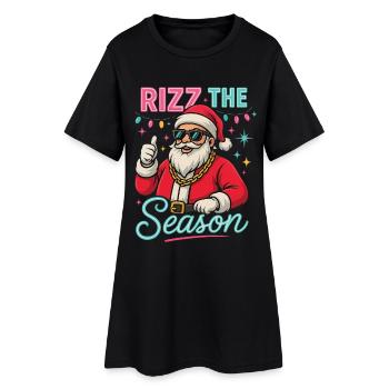 Rizz La Saison Père Noël Weihnachtsmann - Robe T-shirt Femme - noir - Devant