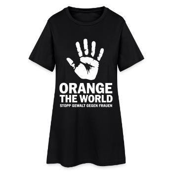 Orange : Le monde : Arrêter la violence contre les femmes - Robe T-shirt Femme - noir - Devant
