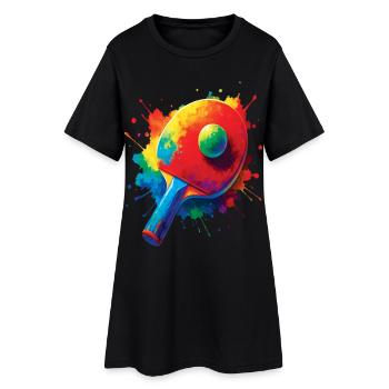 Tennis de Table - Design Sport Ping-Pong Splash - Robe T-shirt Femme - noir - Devant