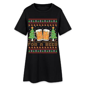 Ugly Sweater Best Time for Beer Christmas - Women’s T-Shirt Dress - black - Front