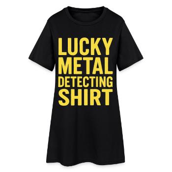 Lucky Metal Detecting Shirt Abenteuer - Frauen T-Shirt-Kleid - Schwarz - Vorne