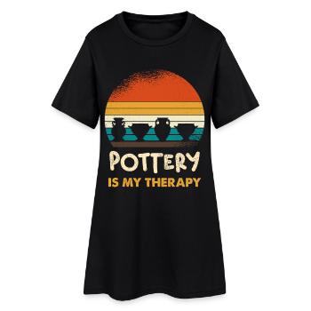 Tonkunst im Retro-Sonnenuntergang - Frauen T-Shirt-Kleid - Schwarz - Vorne