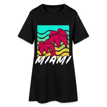 Miami Palmen Neon Gradient - Frauen T-Shirt-Kleid - Schwarz - Vorne