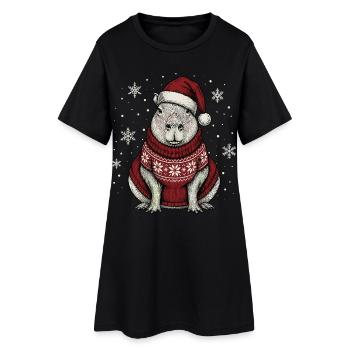 Capybarry Christmas Capybara Pyjama Weihnachten - Frauen T-Shirt-Kleid - Schwarz - Vorne