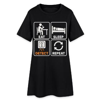 Eat Sleep Detect Repeat Metal Detecting Fun - Women’s T-Shirt Dress - black - Front
