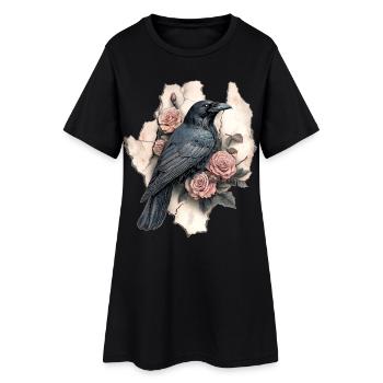 Raven Vintage Roses - Robe T-shirt Femme - noir - Devant