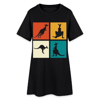 Känguru Vierbild Silhouetten - Frauen T-Shirt-Kleid - Schwarz - Vorne