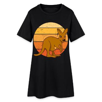 Kangourou au coucher du soleil - Robe T-shirt Femme - noir - Devant