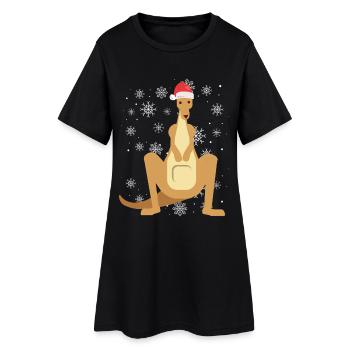Le kangourou dans la magie de Noël - Robe T-shirt Femme - noir - Devant