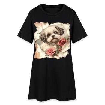 Shih Tzu - Robe T-shirt Femme - noir - Devant