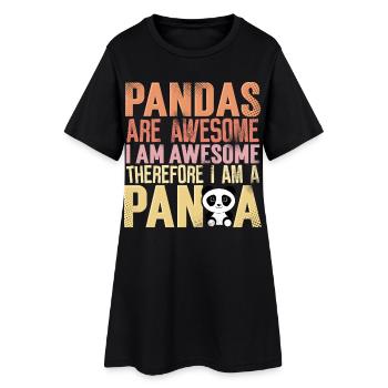 Panda - Frauen T-Shirt-Kleid - Schwarz - Vorne
