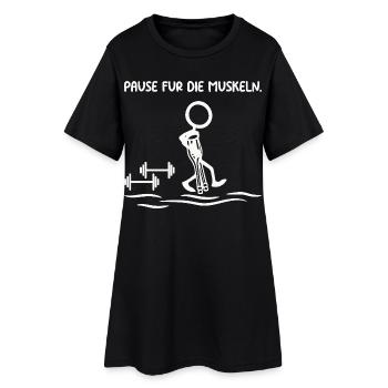 Strichmännchen PAUSE FÜR DIE MUSKELN Lustig - Frauen T-Shirt-Kleid - Schwarz - Vorne