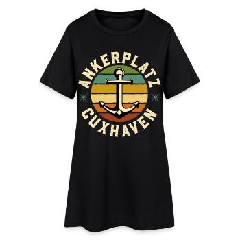 Nordsee Urlaub ANKERPLATZ CUXHAVEN Lustiges - Frauen T-Shirt-Kleid - Schwarz - Vorne