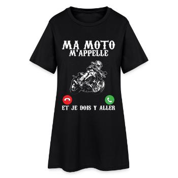 Motard Drôle Ma Moto M'appelle Et Je Dois Y Aller - Robe T-shirt Femme - noir - Devant