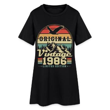 Original 1986 Jahrgang Vintage Geburtstag Retro - Frauen T-Shirt-Kleid - Schwarz - Vorne
