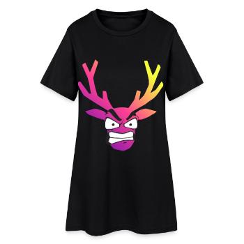Iridescent Furious Christmas Deer Head - Women’s T-Shirt Dress - black - Front