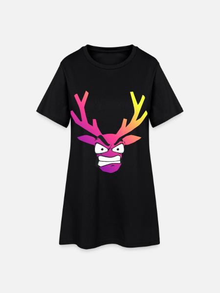 Tête de cerf irisée furieuse noël - Robe T-shirt Femme - noir