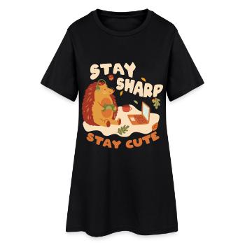 Igel Tag Hedgehog Day Stay Sharp Stay Cute - Frauen T-Shirt-Kleid - Schwarz - Vorne