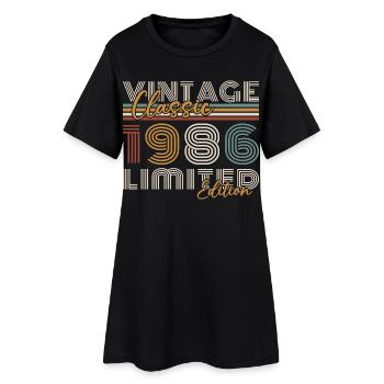 1986 Vintage Rétro Cadeau D'anniversaire - Robe T-shirt Femme - noir - Devant