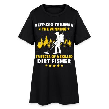Détecteurs de la pêche en terre - Robe T-shirt Femme - noir - Devant