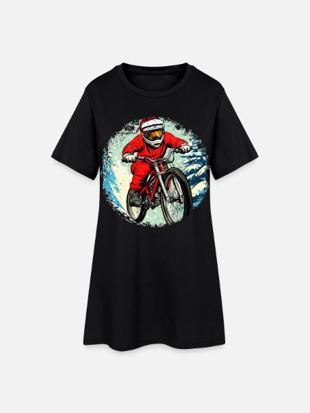 Christmas Biker / Mountain Bike - Women’s T-Shirt Dress - black