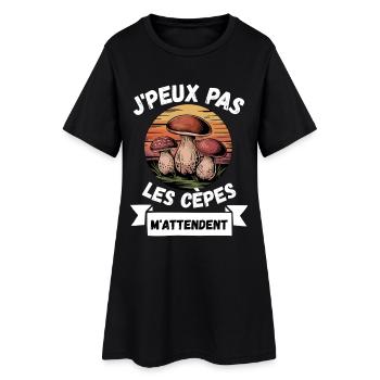 j'peux pas les cèpes m'attendent - Robe T-shirt Femme - noir - Devant