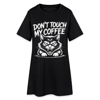 Avertissement café avec un chat en colère - Robe T-shirt Femme - noir - Devant