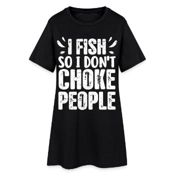 Pêche drôle : je pêche pour ne pas étrangler les gens - Robe T-shirt Femme - noir - Devant