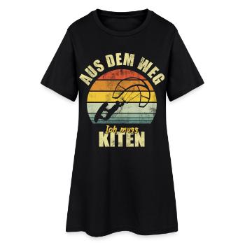 Kiting Kiter Surfer Surfeur Rétro - Robe T-shirt Femme - noir - Devant