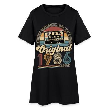 Original 1986 Jahrgang Vintage Geburtstag Retro - Frauen T-Shirt-Kleid - Schwarz - Vorne