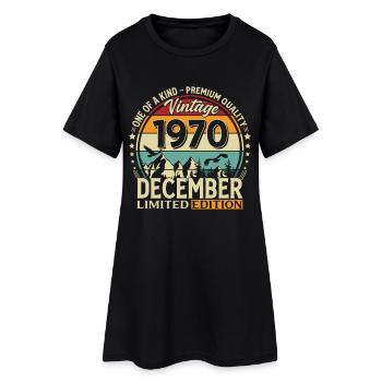 55e anniversaire Millésime décembre Années 1970 - Robe T-shirt Femme - noir - Devant
