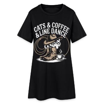Danse en ligne de café pour chat - Robe T-shirt Femme - noir - Devant