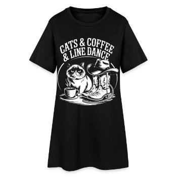Danse de la ligne de café des chats - Robe T-shirt Femme - noir - Devant