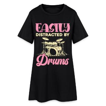 Facilement distrait par la batterie - Robe T-shirt Femme - noir - Devant