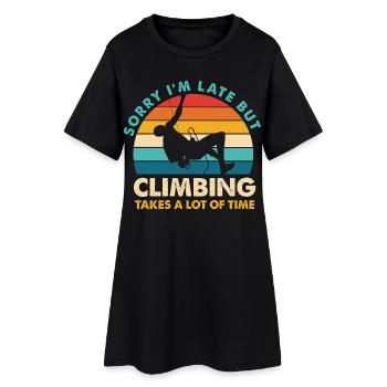 Désolé pour le retard – c’est l’heure de l’escalade - Robe T-shirt Femme - noir - Devant
